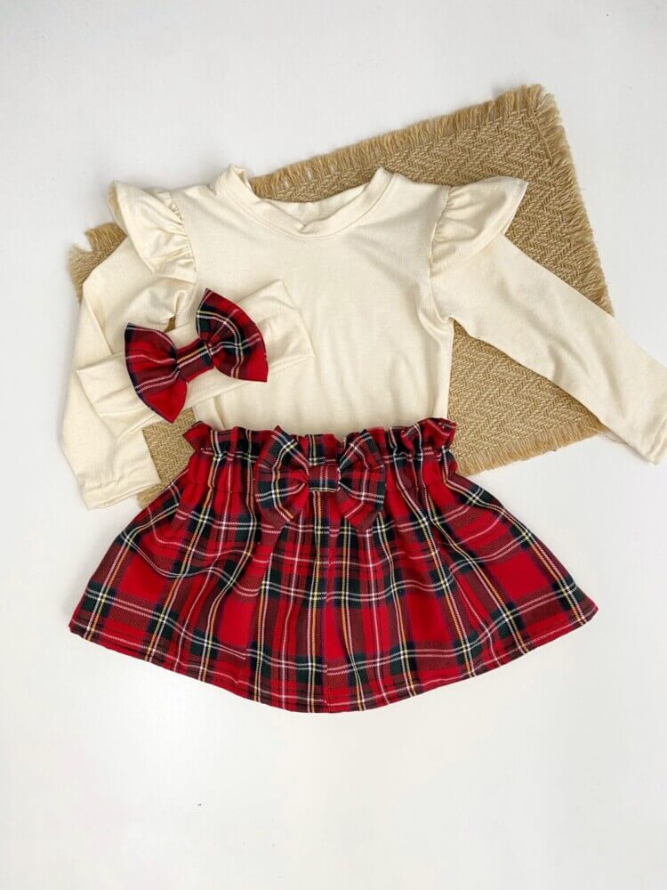 Σετ καρό φούστα με κορμάκι