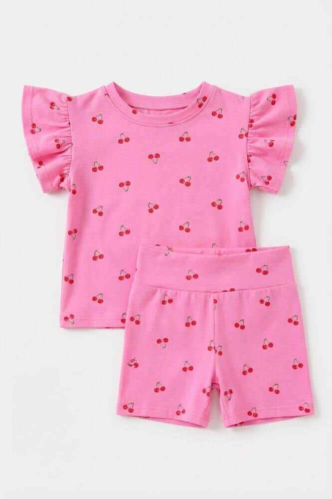 σετ με κερασάκια minimal ροζ🍒