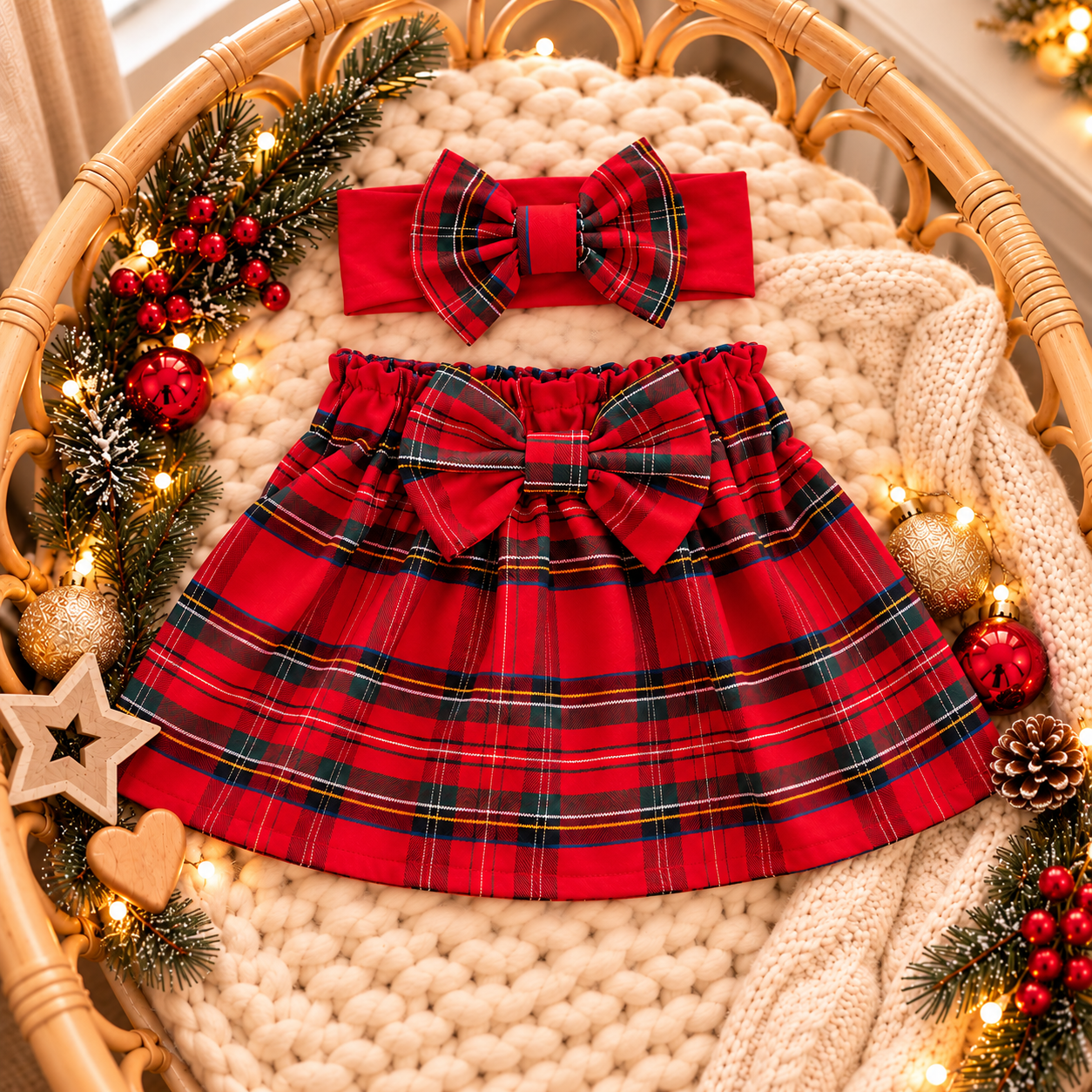 Σετ Κοριτσίστικη Καρό Φούστα Christmas